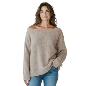 Miracle brand Mocha Scoop Neck Long Sleeve Knit Sweater